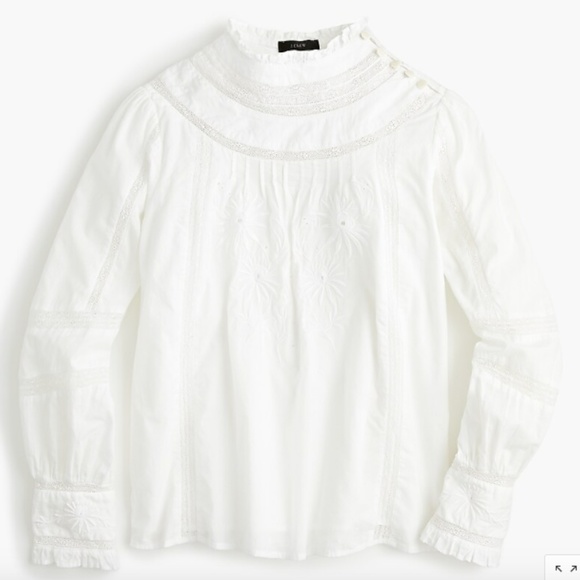 ⏳24 HOURS LEFT!! J.Crew Mockneck embroidered top, size L - Picture 2 of 5